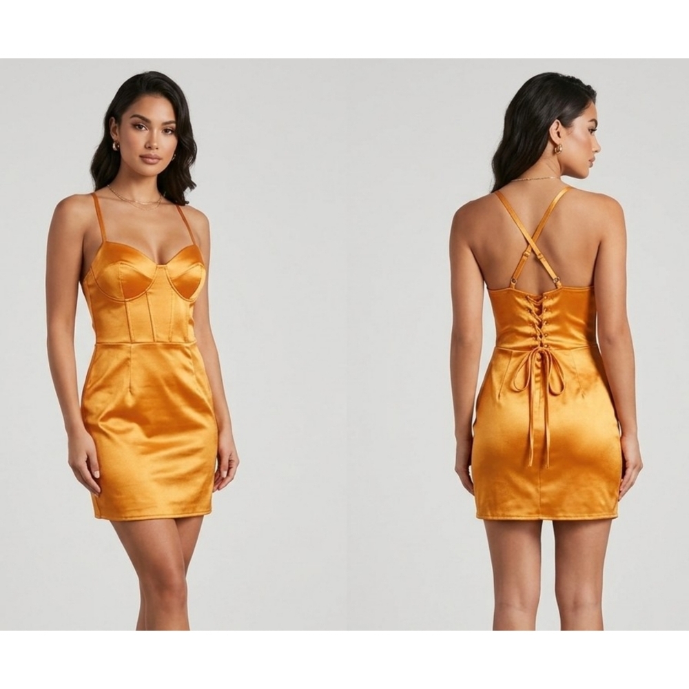 Wild Fable Sleeveless Corset Satin Mini dress Orange Size L